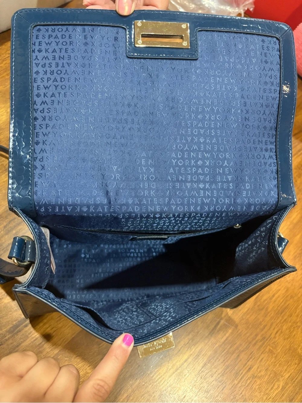 Kate Spade Navy Croc-Embossed Knightsbridge Satchel